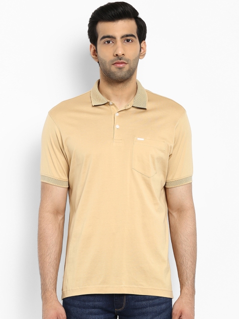 

Park Avenue Men Beige Solid Polo Collar T-shirt