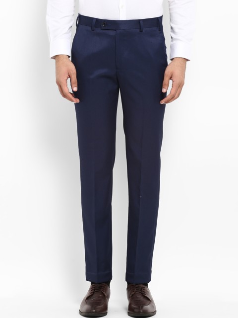 

Park Avenue Men Navy Blue Slim Fit Solid Formal Trousers