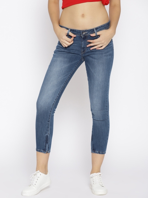 

Pepe Jeans Women Blue Regular Fit Low-Rise Clean Look Cropped Jeans