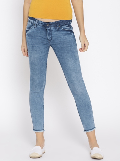 

Pepe Jeans Women Blue Lola Ankle Slim Fit Mid-Rise Clean Look Stretchable Jeans