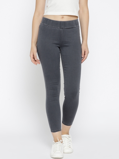 

Pepe Jeans Women Grey Solid Super Skinny Fit Cropped Jeggings