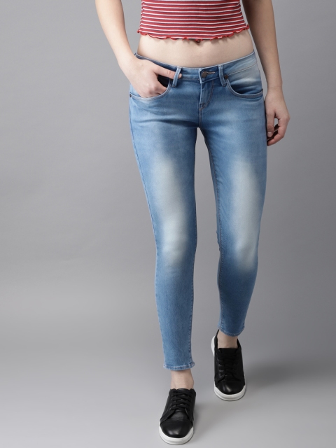 

HERE&NOW Women Blue Skinny Fit Mid-Rise Clean Look Stretchable Cropped Jeans