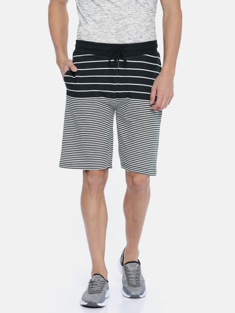 

Proline Active Men Navy Striped Narrow Slim Fit Regular Shorts, Navy blue