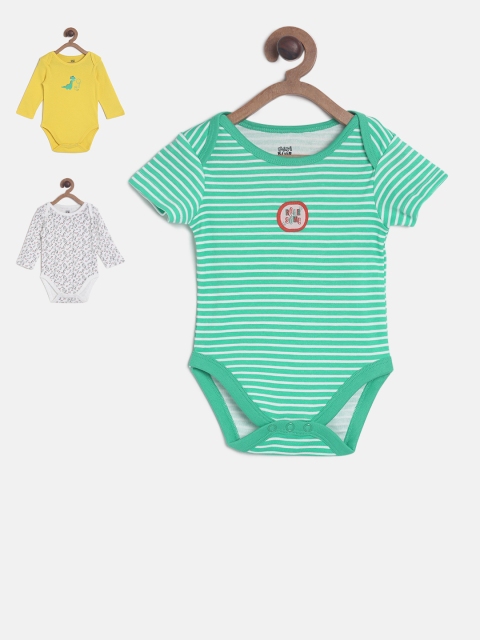 

MINI KLUB Boys Pack of 3 Printed Bodysuits, Green