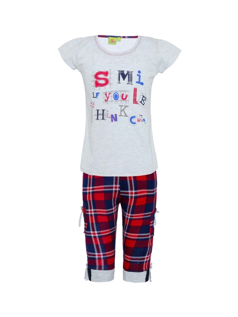 

Punkster Girls Grey & Red Printed Night suit