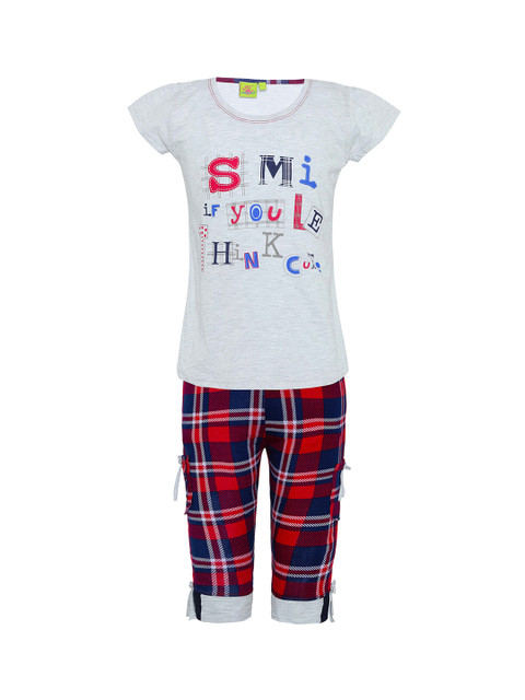 

Punkster Girls Off-White & Red Night Suit