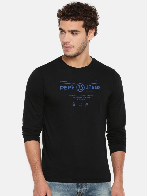 

Pepe Jeans Men Black Slim Fit Printed Round Neck T-shirt