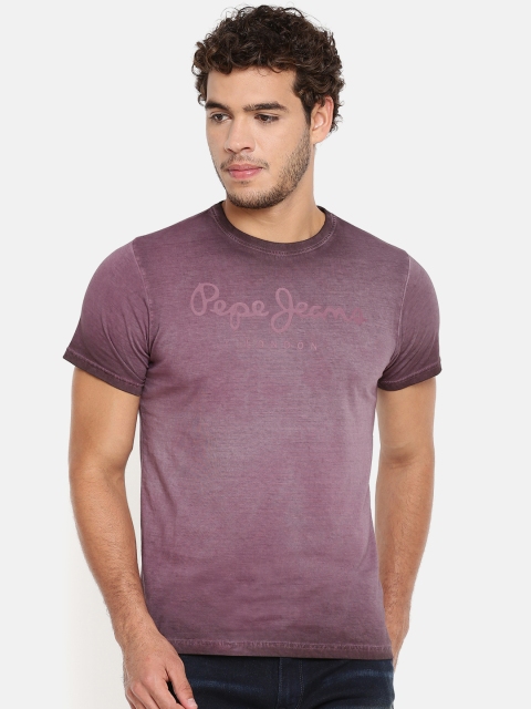 

Pepe Jeans Men Burgundy Dyed Slim Fit Round Neck T-shirt