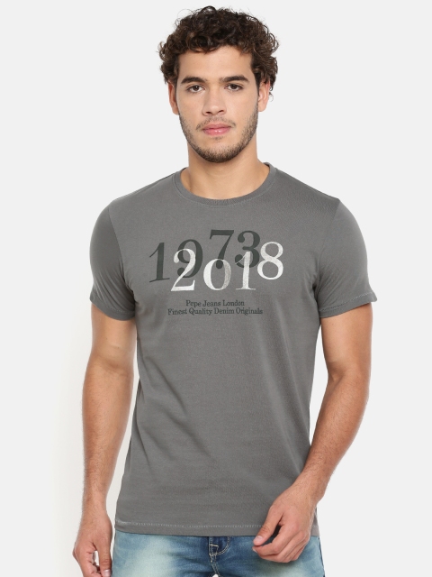 

Pepe Jeans Men Grey Printed Slim Fit T-shirt