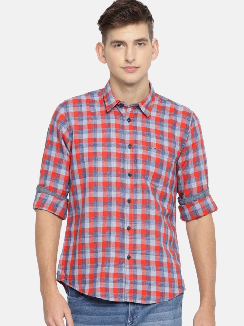 

Pepe Jeans Men Red & Blue Regular Fit Checked Casual Shirt