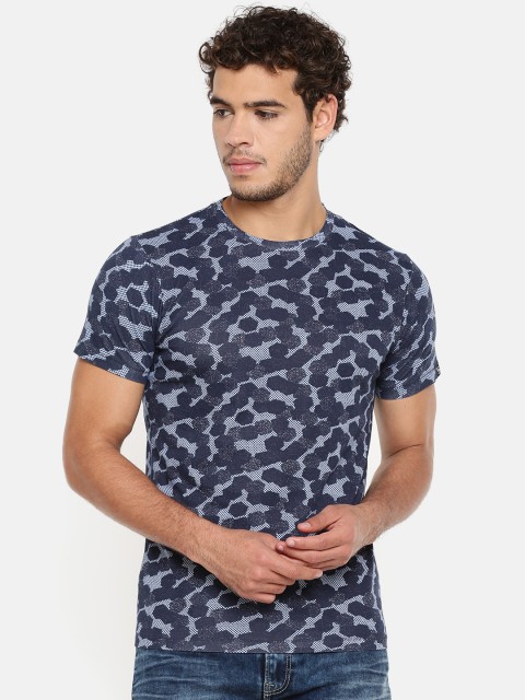 

Pepe Jeans Men Blue Printed Slim Fit T-shirt