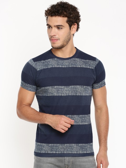 

Pepe Jeans Men Navy Blue Striped Slim Fit T-shirt