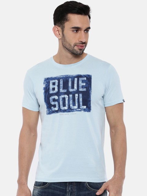 

Pepe Jeans Men Blue Printed Round Neck T-shirt