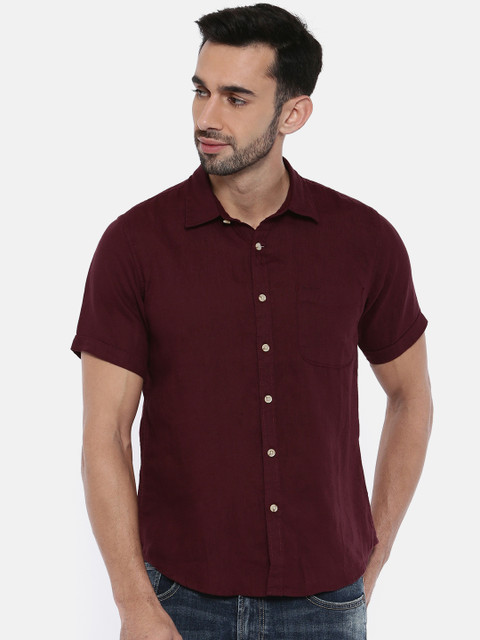 

Pepe Jeans Men Burgundy Regular Fit Solid Casual Shirt