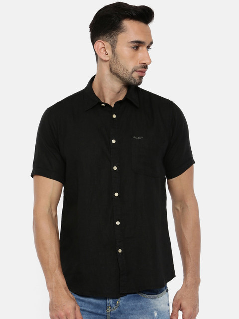 

Pepe Jeans Men Black Solid Casual Shirt