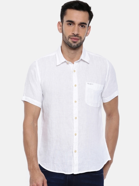 

Pepe Jeans Men White Solid Casual Shirt