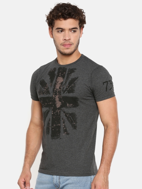 

Pepe Jeans Men Charcoal Grey Printed Slim Fit Round Neck T-shirt