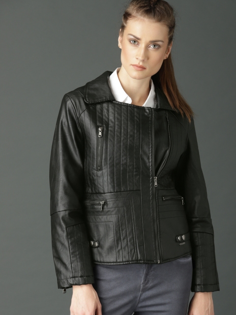 

Roadster Women Black Solid Biker Jacket