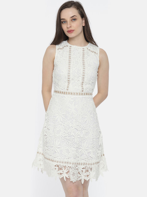 

Vero Moda Women White Self Design Sheath Dress