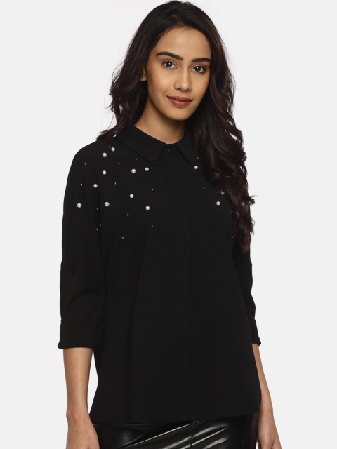 

Vero Moda Women Black Regular Fit Embellished Casual Shirt