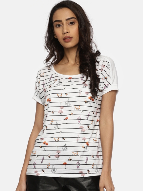 

Vero Moda Women White & Black Printed T-shirt