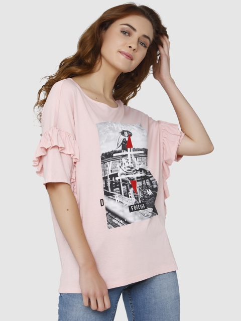 

Vero Moda Women Pink Printed Top