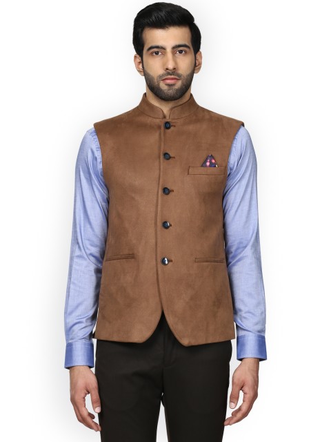 

Park Avenue Brown Solid Nehru Jacket