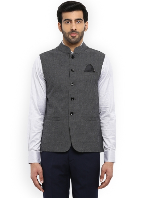 

Park Avenue Grey Self Designed Nehru Jacket