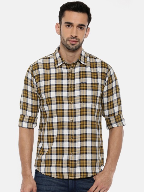 

Pepe Jeans Men Mustard Yellow & Off-White Checked Casual Shirt