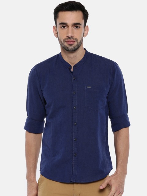

Pepe Jeans Men Navy Blue Solid Casual Shirt