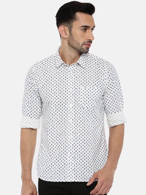 

Pepe Jeans Men White & Blue Regular Fit Printed Casual Shirt