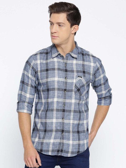 

Pepe Jeans Men Blue & Grey Checked Casual Shirt