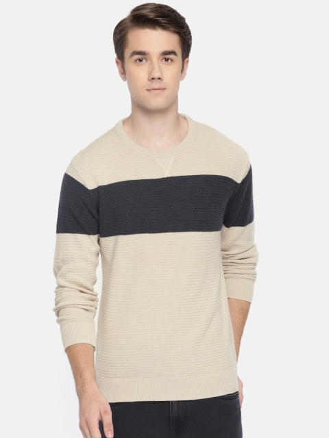 

Arrow Sport Men Beige & Grey Colourblocked Pullover
