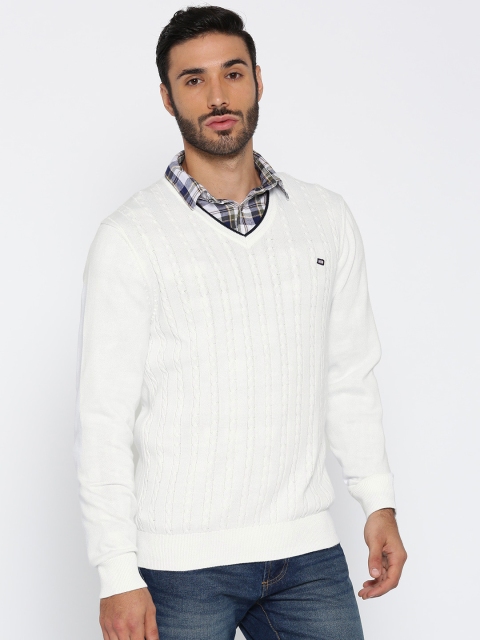 

Arrow Sport Men White Cable Knit Pullover
