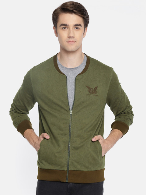 

Arrow Blue Jean Co. Men Olive Green Printed Sweatshirt