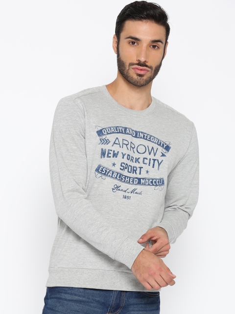 

Arrow Sport Men Grey Melange Printed Sweatshirt
