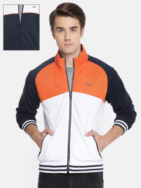 

Arrow Sport Men White & Orange Colourblocked Reversible Bomber