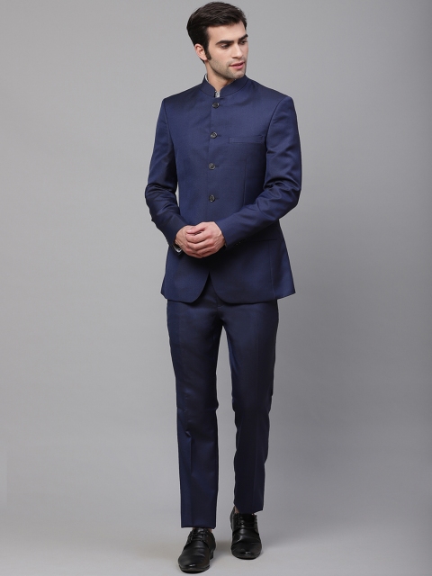 

Raymond Men Navy Blue Contemporary Fit Solid Bandhgala Suit