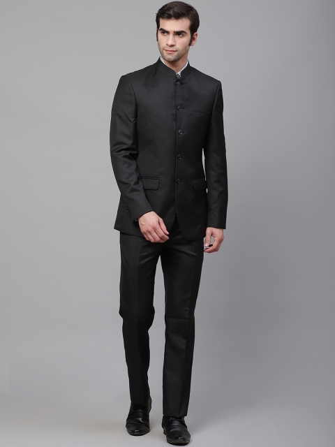 

Raymond Men Black Contemporary Fit Solid Bandhgala Suit