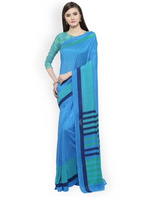 

Shaily Blue & Green Silk Cotton Printed Saree