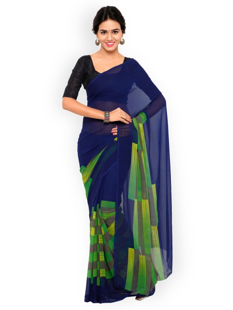

Shaily Blue & Green Pure Georgette Printed Saree