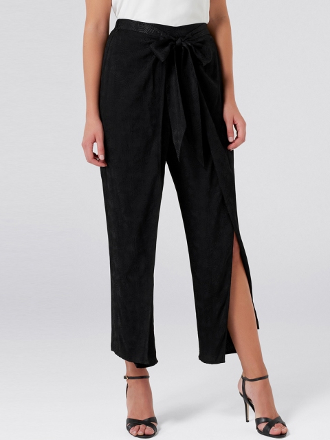 

Forever New Women Black Straight Fit Printed Peg Trousers