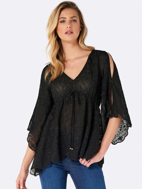 

Forever New Women Black Self Design Empire Top