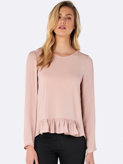 

Forever New Women Peach-Coloured Solid A-Line Top