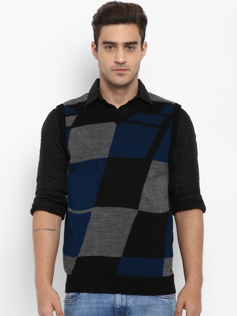 

Parx Men Navy Blue & Grey Colourblocked Sweater Vest