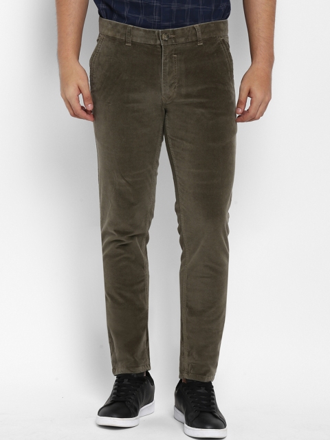 

Parx Men Olive Green Slim Fit Solid Regular Trousers