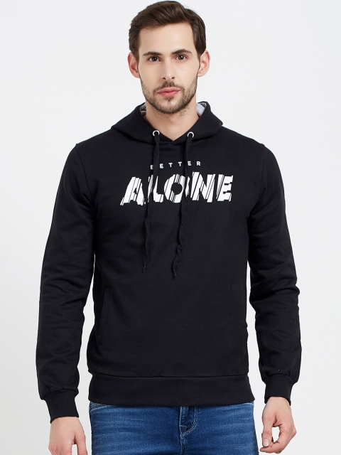 

Maniac Men Black & White Printed Hooded Sweatshirt