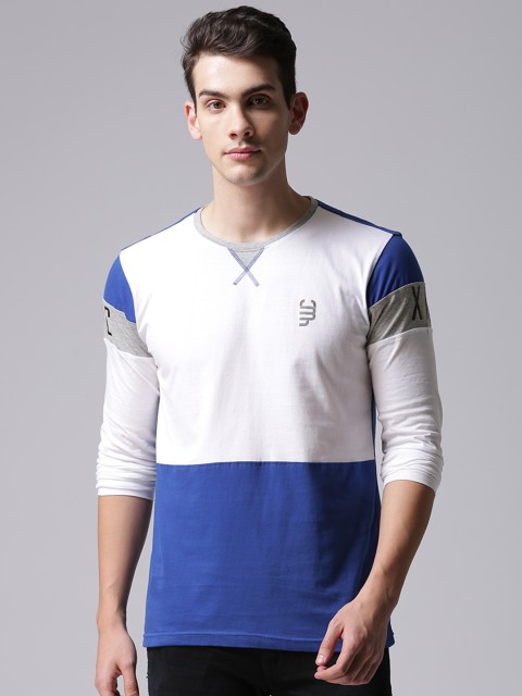 

YWC Men White Colourblocked Round Neck T-shirt