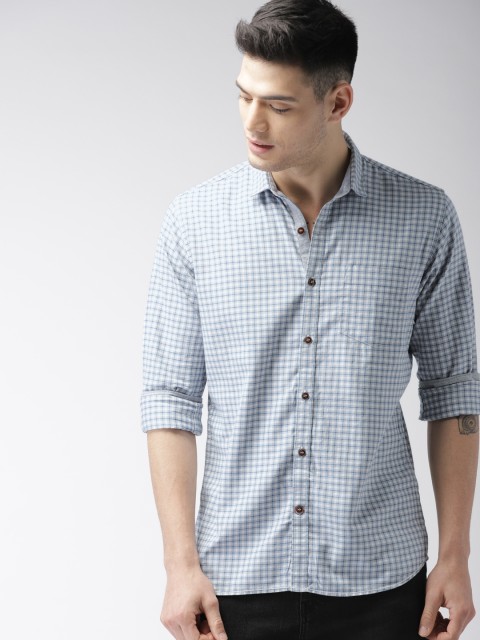 

Mast & Harbour Men Grey & Blue Regular Fit Checked Casual Shirt