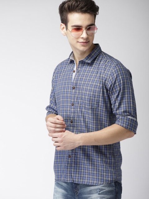 

Mast & Harbour Men Blue & Grey Slim Fit Checked Casual Shirt